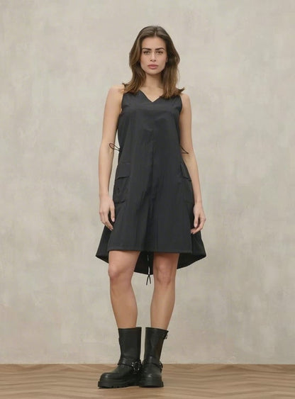 Blauer Women's Short Sleeveless Dress with Drawstring Fiske 26SBLDV03258 Black