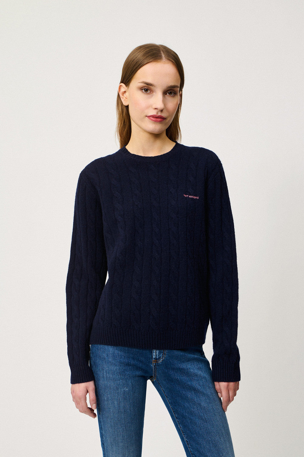 Roy Roger's maglia donna Crew cable WOMAN Cashmere wool blend. - immagine 1