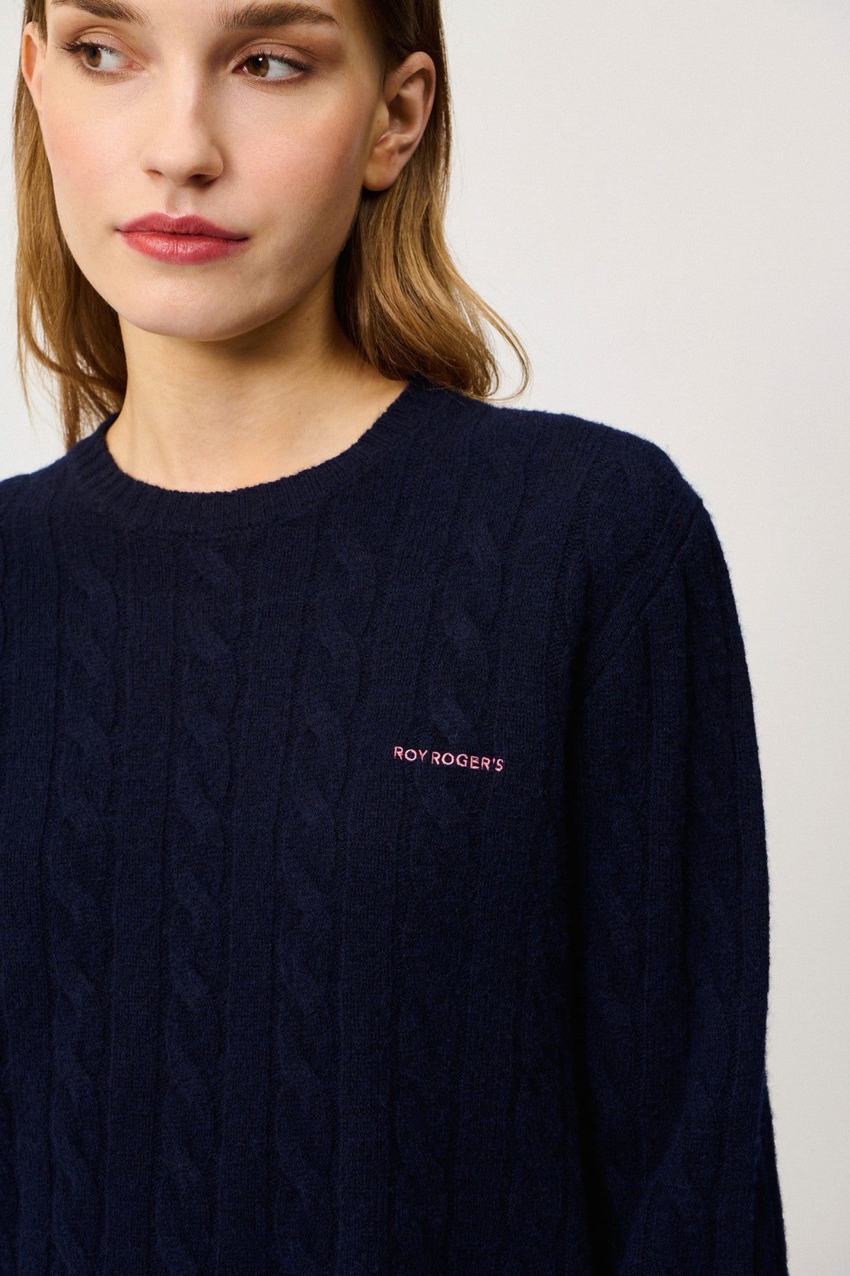 Roy Roger's maglia donna Crew cable WOMAN Cashmere wool blend. - immagine 3