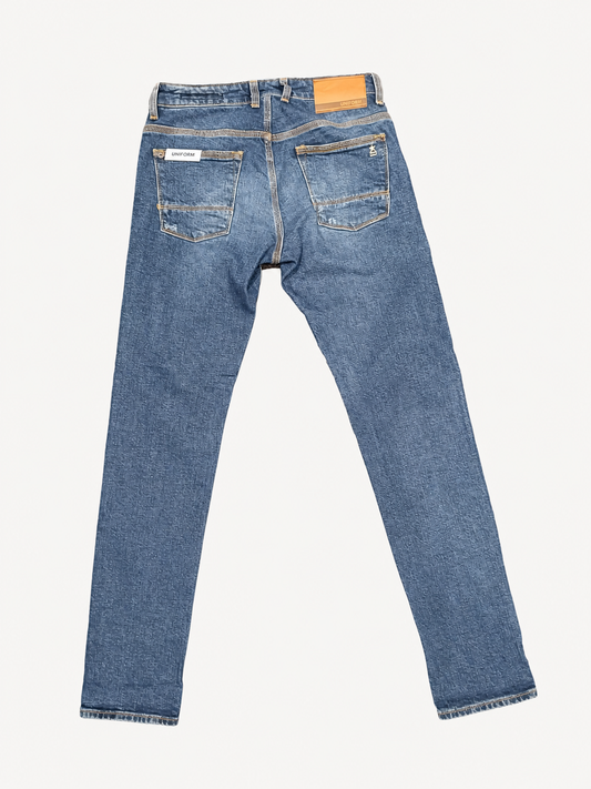 Uniform Jeans uomo NEW DENVER COMFORT BLUE DENIM 11 OZ NORMAL CROTCH SLIM FIT - AMERICAN POCKETS - 98,5% Cotone 1,5% Elastan - immagine 2