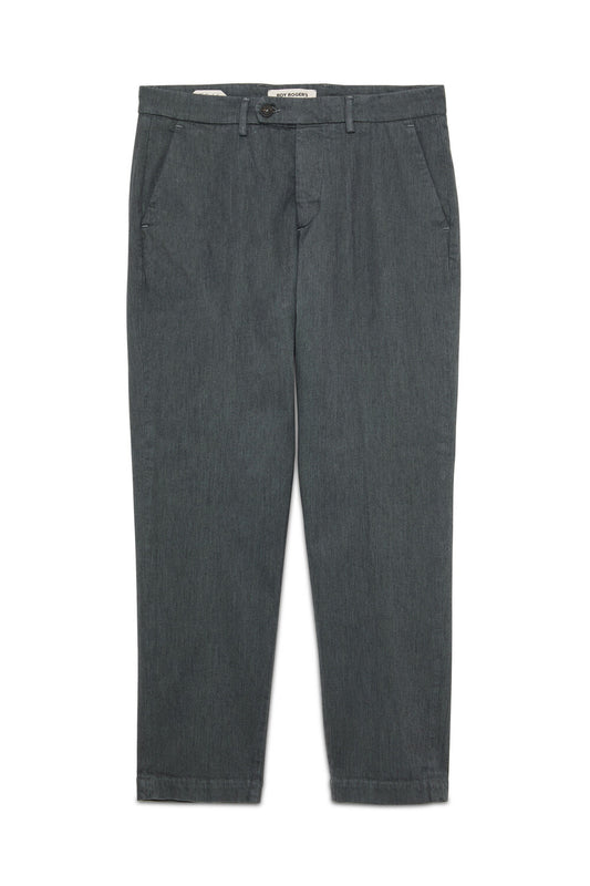 Pantalone chino da uomo Roy Roger's modello Conduit colore melange in gabardine di cotone con vestibilità carrot fit.