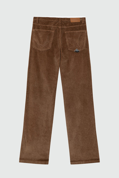Pantalone donna Roy Roger’s Marta in velluto a coste brown sugar flare fit vita media dietro