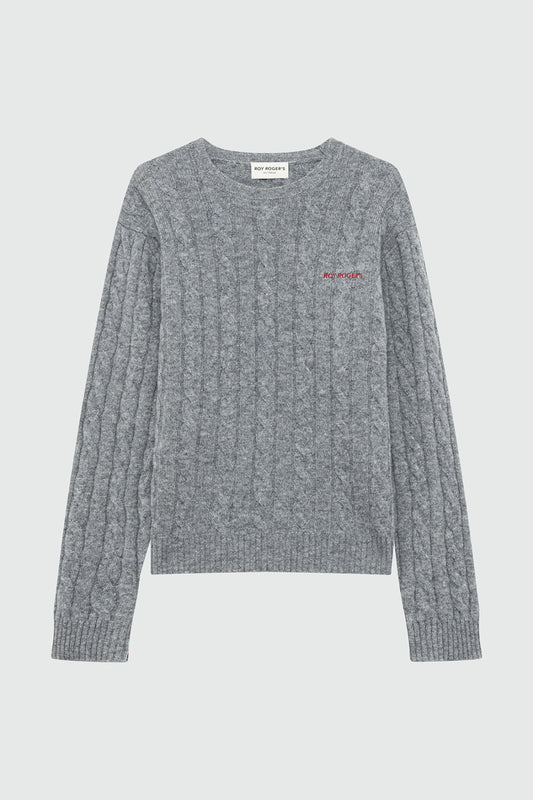 Pullover donna Roy Roger’s in lana e cashmere grigio con lavorazione cable