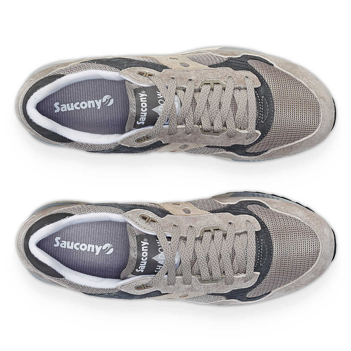 Sneakers uomo Saucony Shadow 5000 in suede e mesh beige-marrone dall'alto