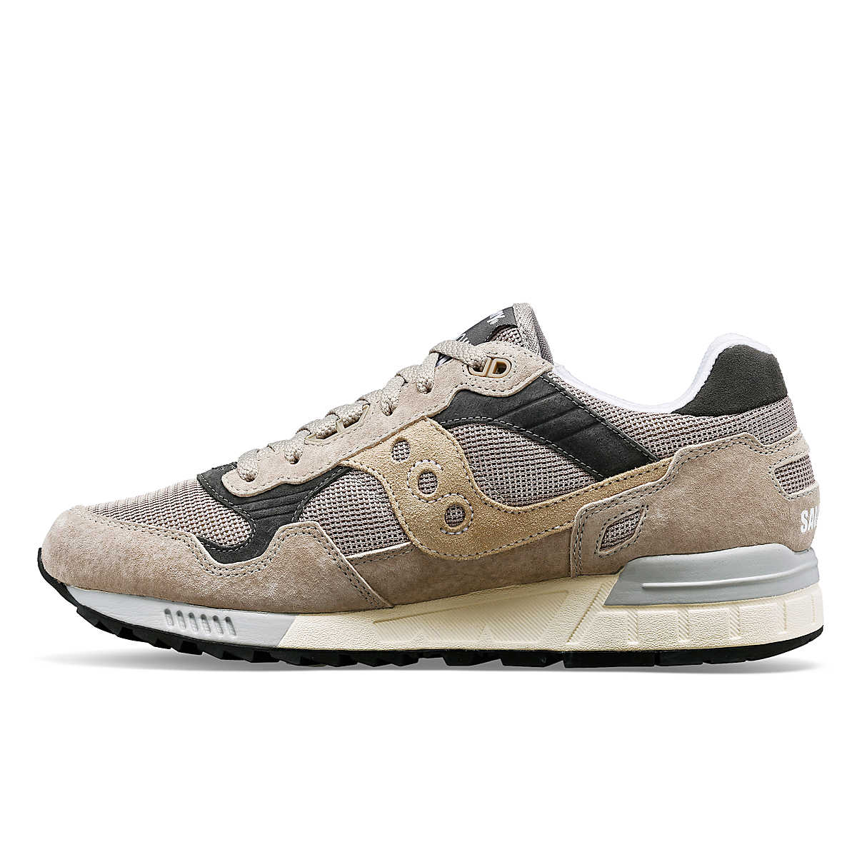 Sneakers uomo Saucony Shadow 5000 in suede e mesh beige-marrone lato sinistro