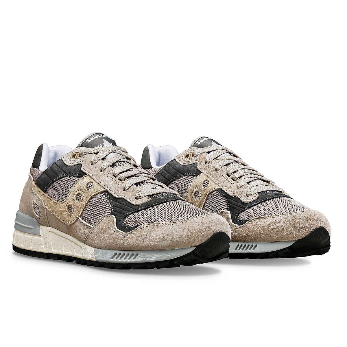 Sneakers uomo Saucony Shadow 5000 in suede e mesh beige-marrone lato