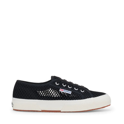 Superga 2750 donna in rete mesh con tomaia trasparente e suola in gomma vulcanizzata lato