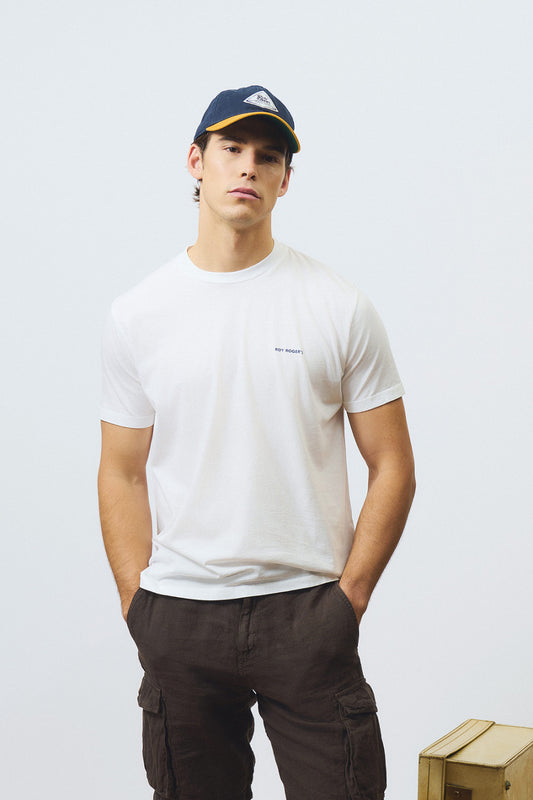 T-shirt uomo Roy Roger's bianca in cotone Supima vista frontale