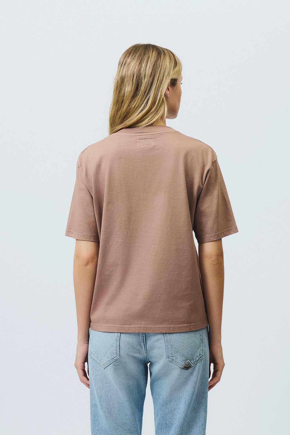Roy Roger's t-shirt donna rosa in cotone con taschino girocollo regular fit