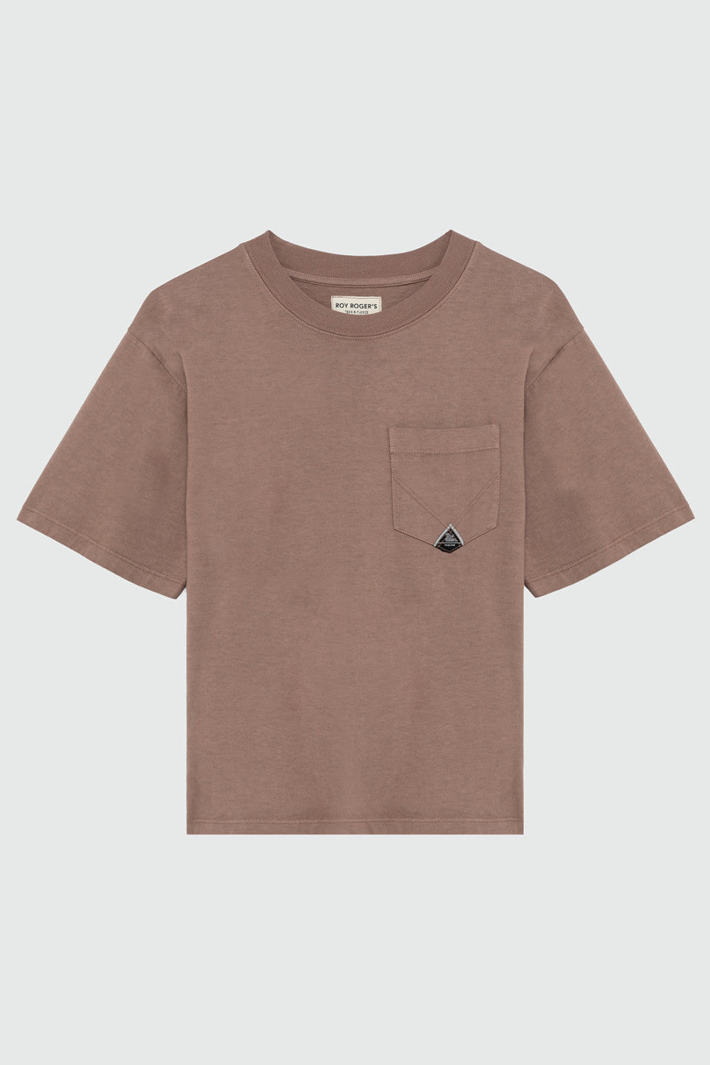 Roy Roger's t-shirt donna rosa in cotone con taschino girocollo regular fit