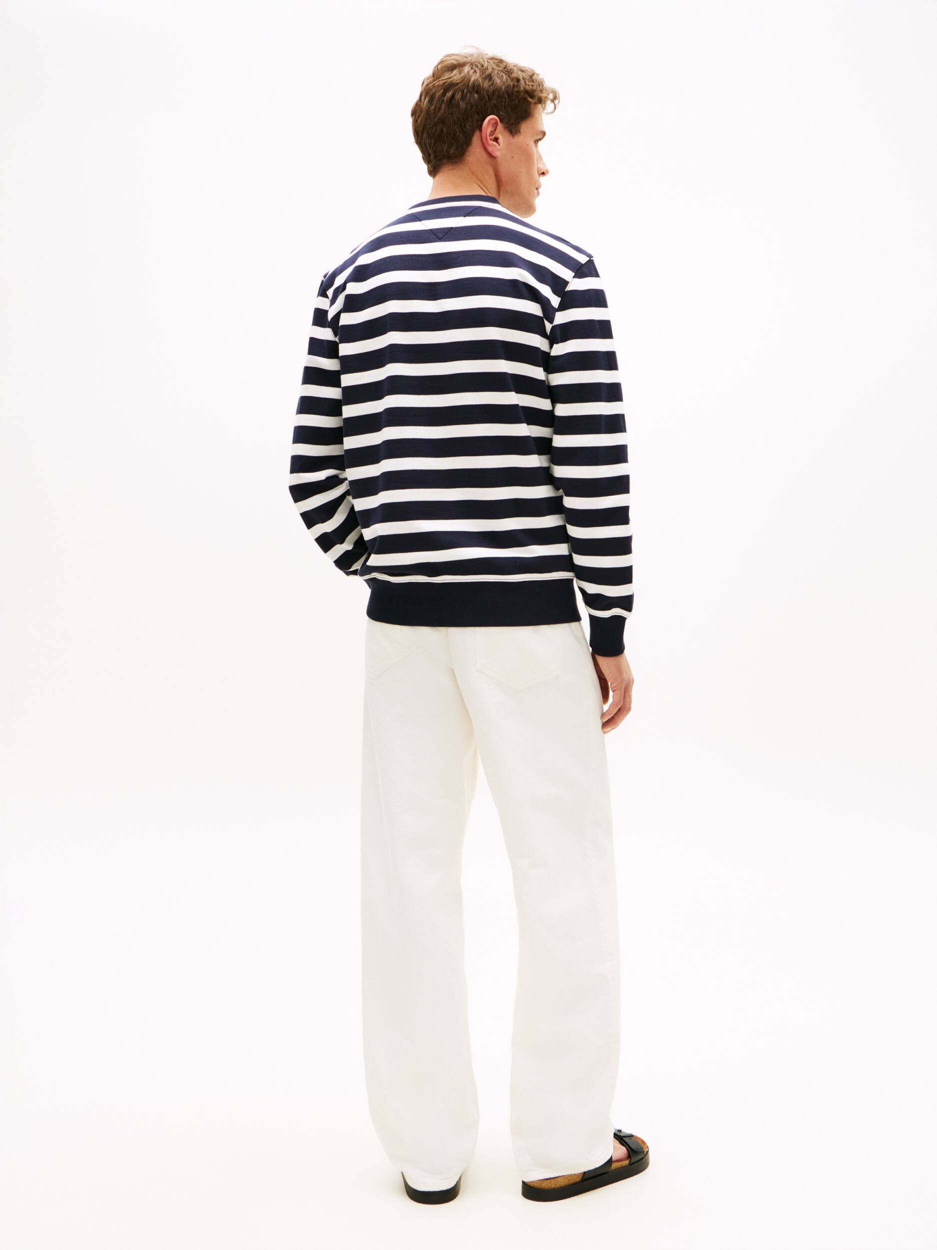 tommy hilfiger felpa uomo righe blu vista posteriore