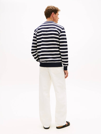 tommy hilfiger felpa uomo righe blu vista posteriore
