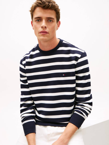 tommy hilfiger felpa uomo righe blu dettaglio tessuto