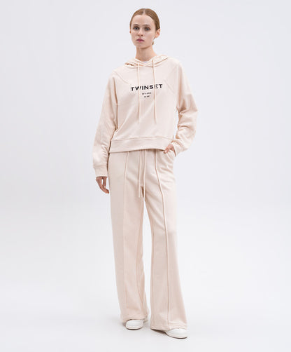 Twinset completo tuta donna in maglia con cappuccio