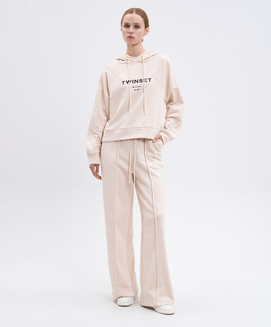Twinset completo tuta donna in maglia con cappuccio