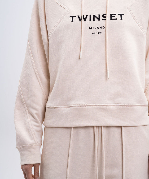 Twinset completo tuta donna in maglia con cappuccio dettaglio