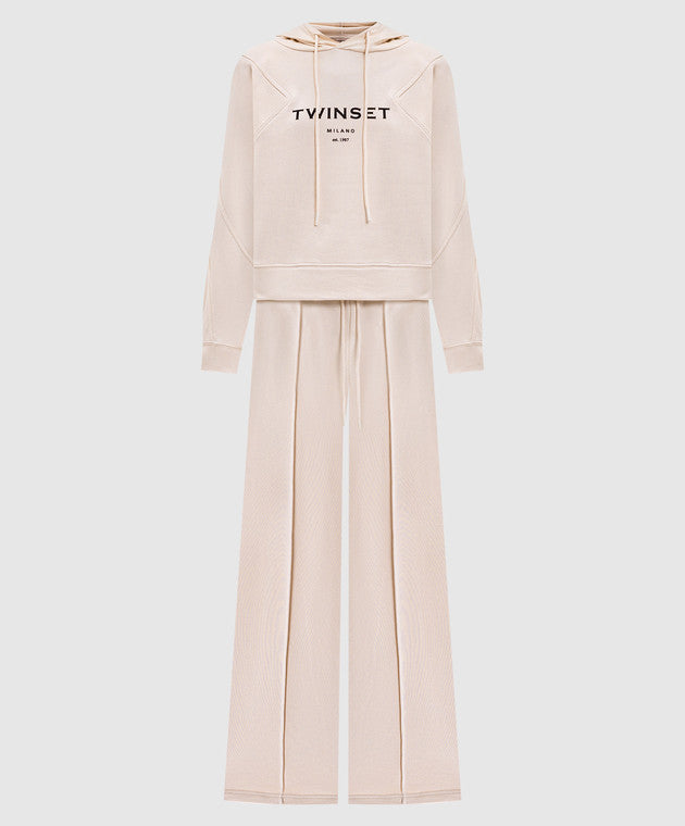 Twinset completo tuta donna in maglia con cappuccio fronte