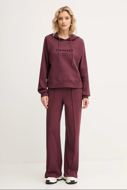 Twinset completo tuta donna in maglia winetasting con cappuccio e pantaloni