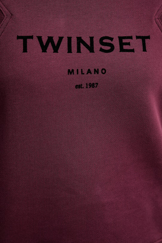 Twinset completo tuta donna in maglia winetasting con cappuccio e pantaloni logo