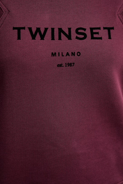 Twinset completo tuta donna in maglia winetasting con cappuccio e pantaloni logo