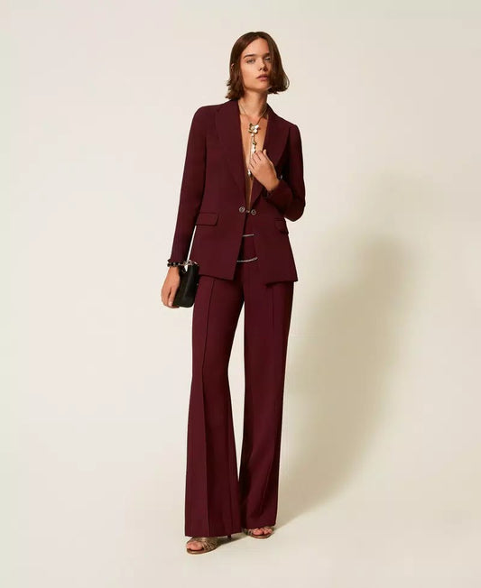 Giacca donna Twinset in crêpe slim con Oval T colore viola Winetasting