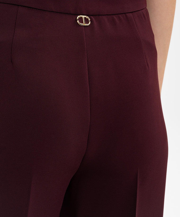 Pantaloni Twinset donna in tessuto crêpe con linea ampia e piega stirata dettaglio