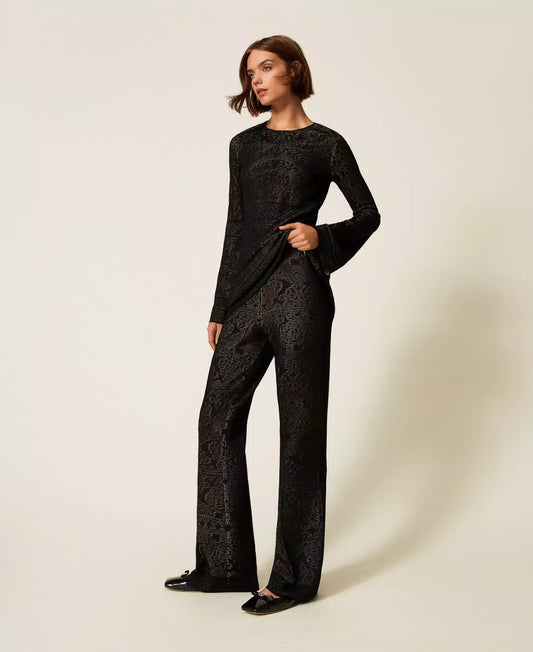 Twinset Schlaghose aus Lochmuster-Strick