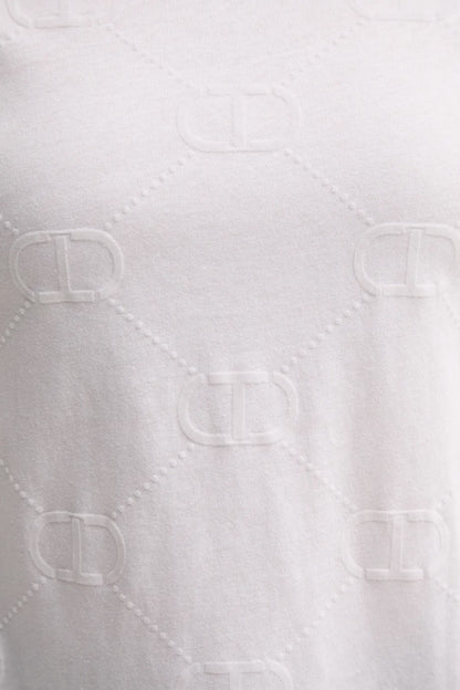 T-shirt donna Twinset in maglia fine elasticizzata stampata con vestibilità rilassata dettaglio stampa