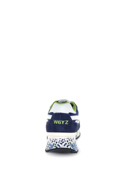 W6YZ YAK scarpa uomo navy silver white vista tallone con dettaglio verde interno