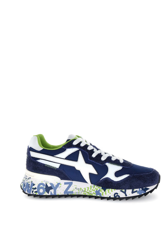 W6YZ YAK scarpa uomo navy silver white lato interno con inserti in suede e tessuto tecnico