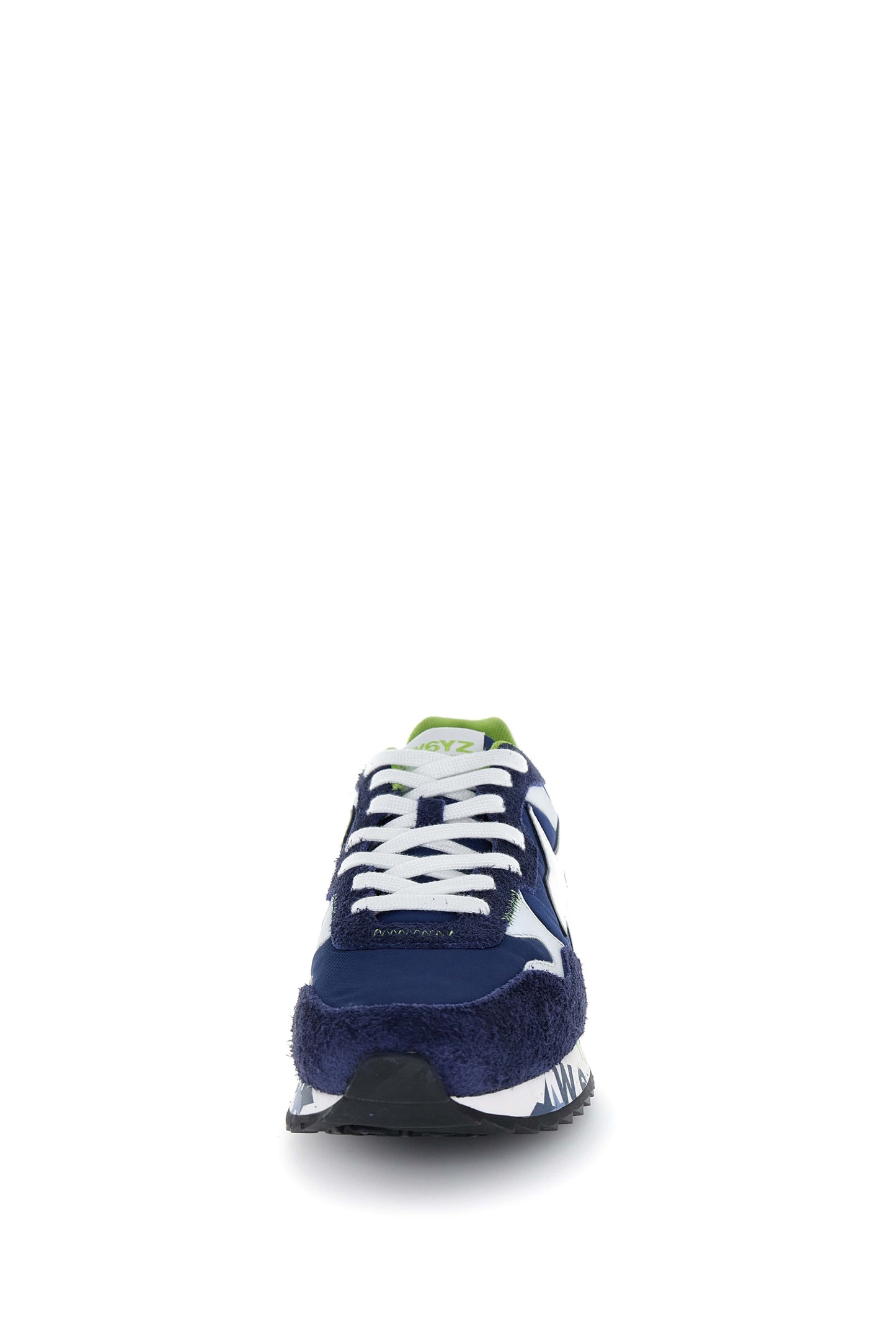 W6YZ YAK sneaker uomo navy silver white vista frontale con lacci bianchi