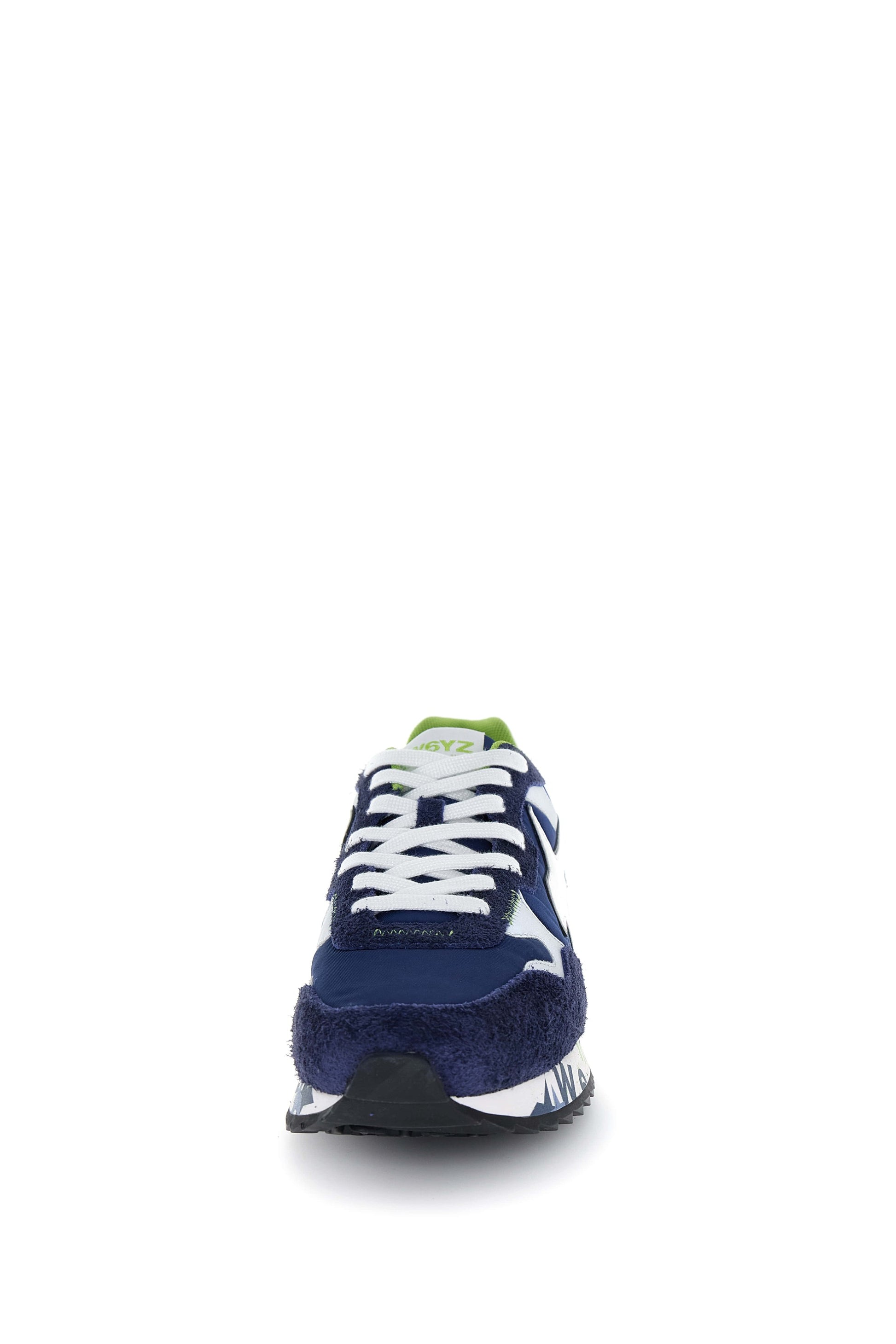 W6YZ YAK sneaker uomo navy silver white vista frontale con lacci bianchi