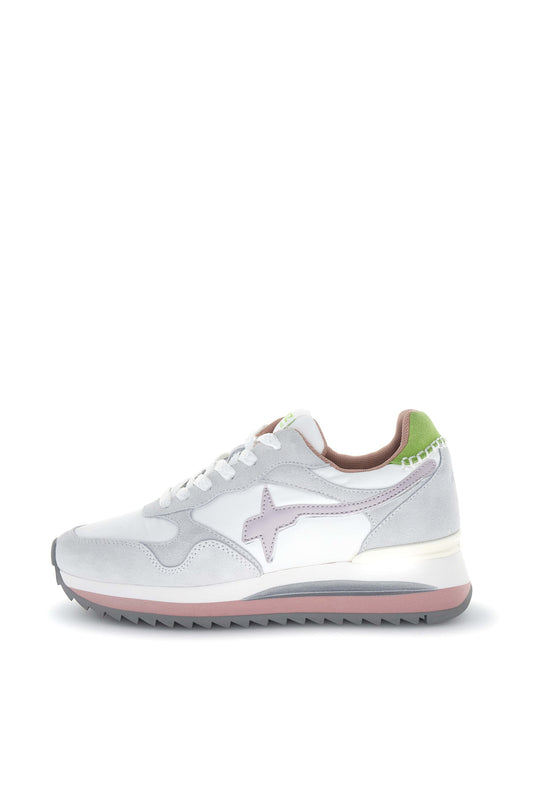 Sneakers donna W6YZ YAK white cipria acid con logo laterale e suola platform