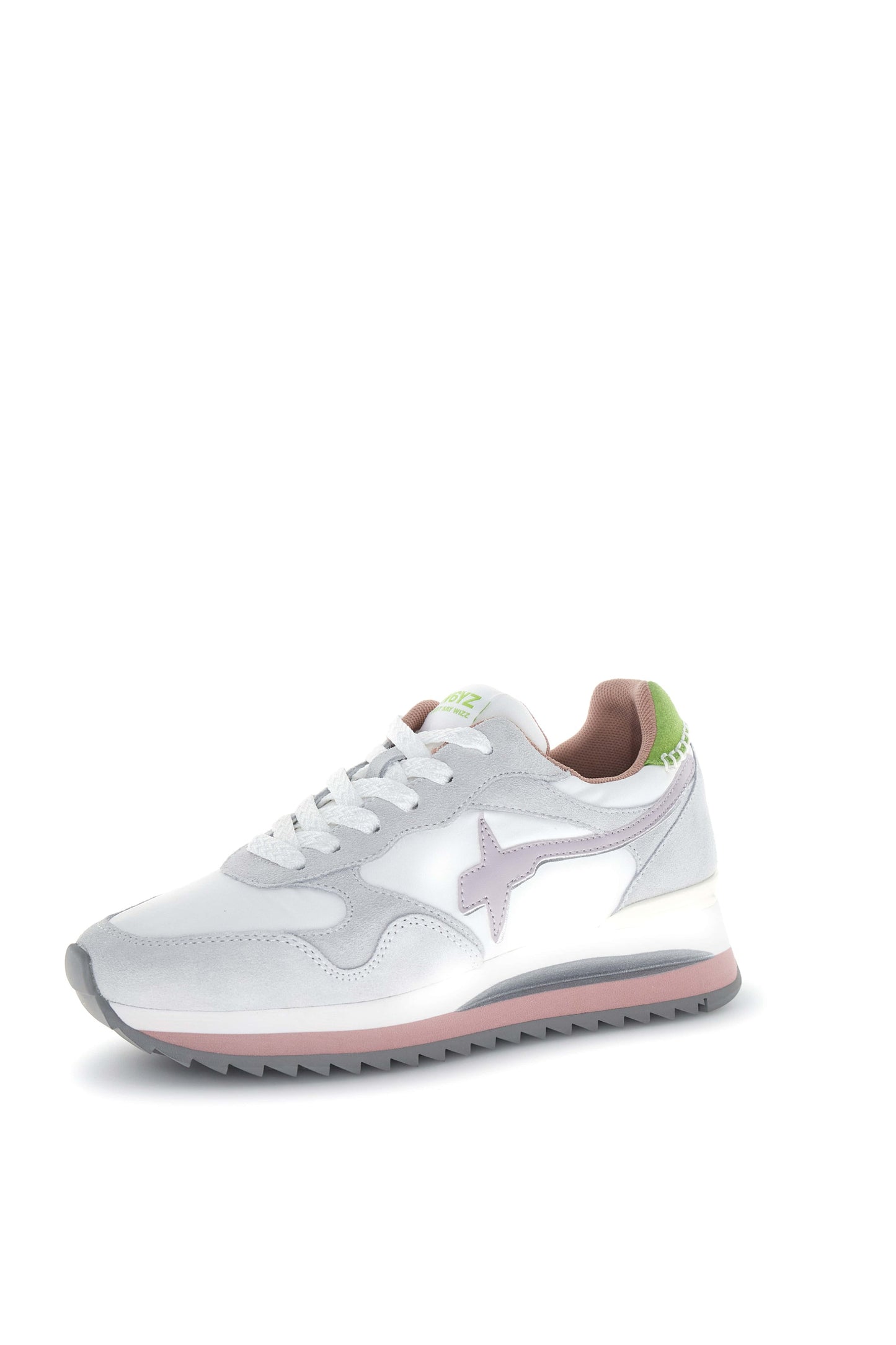 Sneakers donna W6YZ YAK white cipria acid con logo laterale vista tre quarti