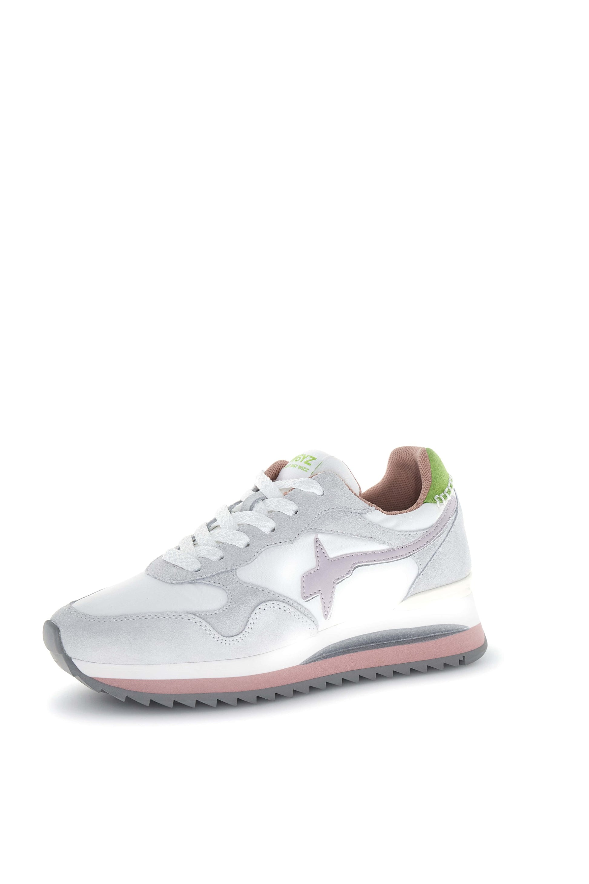 Sneakers donna W6YZ YAK white cipria acid con logo laterale vista tre quarti