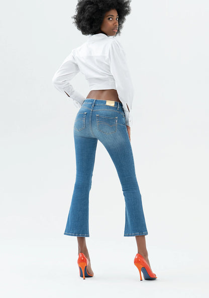 Fracomina jeans donna bella F cropped flare stonewash